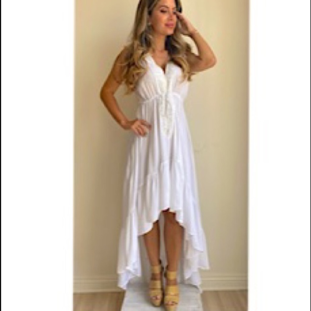 BRIGHT WHITE HIGH LOW DRESS SZ S/M